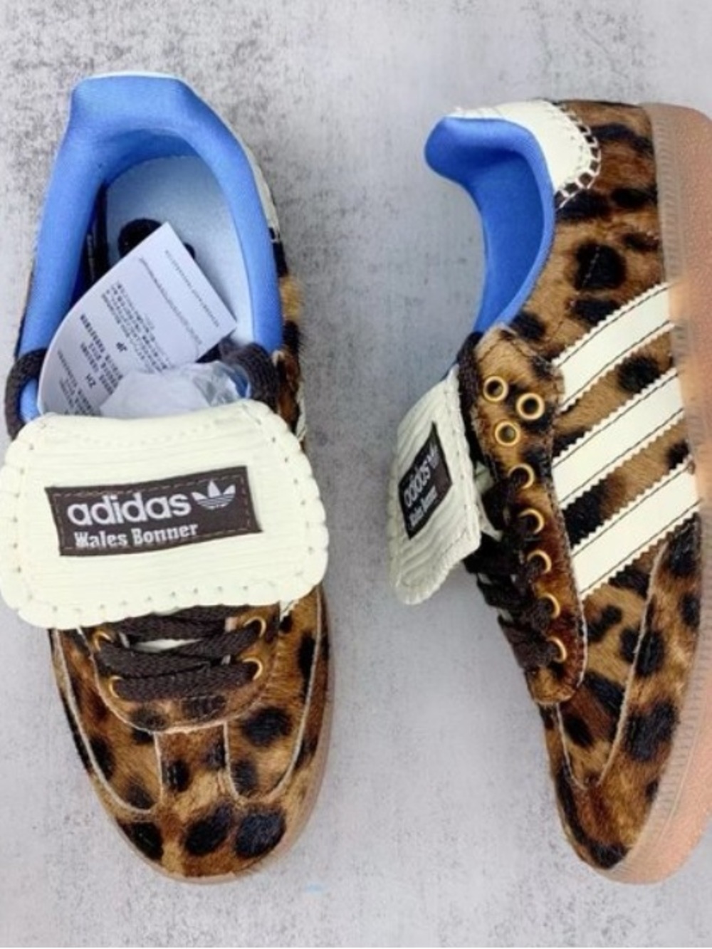 adidas Leopard Print Samba with Cream Stripes and Blue Lining - Picture 5 of 9